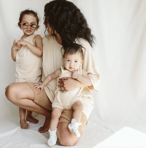 Viscose Organic Cotton Romper - Dune